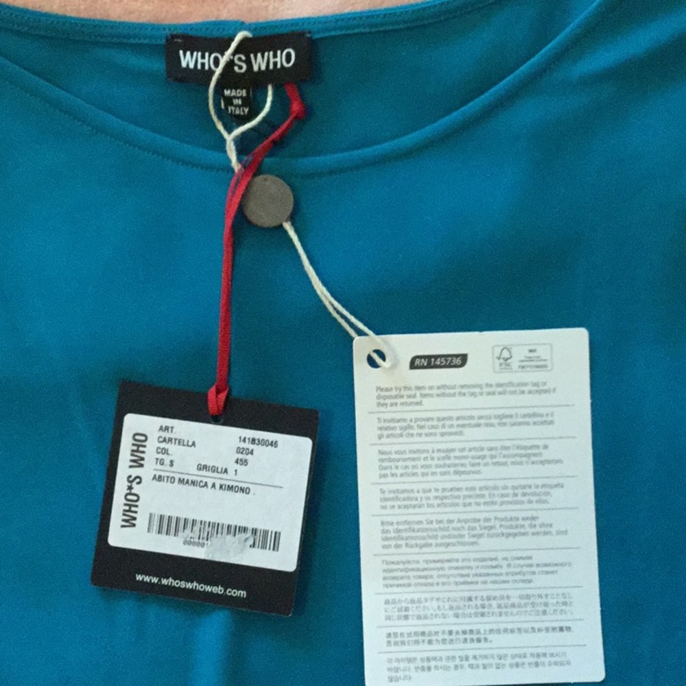 Dress made in Italy, teal color - Picture 5 of 8